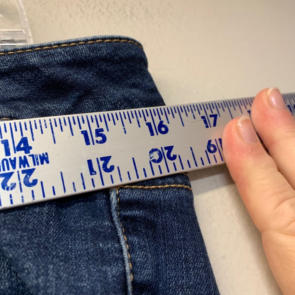 American Eagle Skinny Jeans Womens 10 Long Blue Good Super Stretch Dark Wash - Picture 7 of 9